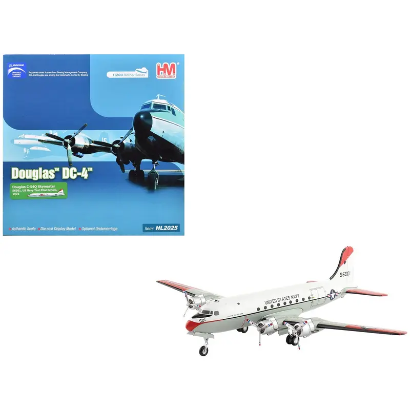 Douglas C-54Q Skymaster Transport Aircraft "US Navy Test Pilot School" (1973) United States Navy "Airliner Series" 1/200 Diecast Model by Hobby Master