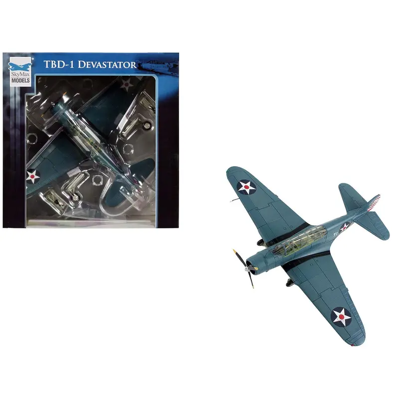 Douglas TBD-1 Devastator Bomber Aircraft "Lt. Cdr. James Brett VT-2 USS Lexington" (1942) United States Navy "SkyMax Models" Series 1/72 Diecast Model by Hobby Master