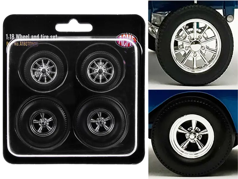 "Drag" Wheel and Tire Set of 4 pieces from "1957 Chevrolet 150 Gasser 'High Roller'" for 1/18 Scale Models by ACME