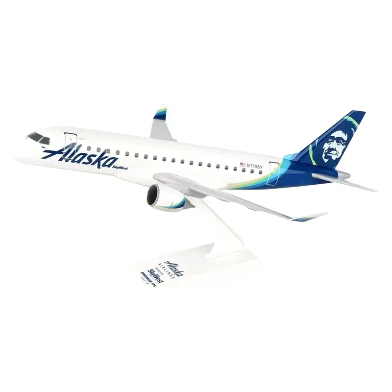 Embraer E175 Commercial Aircraft "Alaska Airlines - SkyWest Airlines" (N170SY) White with Blue Tail (Snap-Fit) 1/100 Plastic Model by Skymarks
