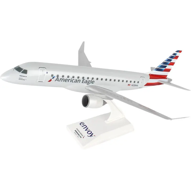 Embraer E175 Commercial Aircraft "American Airlines - American Eagle" (N220NN) Gray with Striped Tail (Snap-Fit) 1/100 Plastic Model by Skymarks