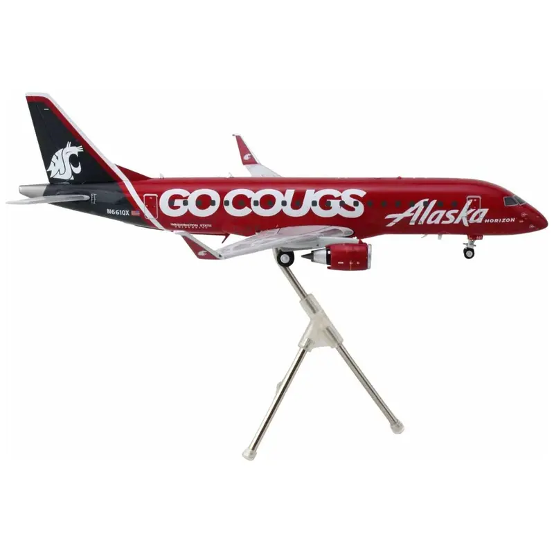 Embraer ERJ-175 Commercial Aircraft "Alaska Airlines/Horizon - Washington State Cougars" (N661QX) Red with Gray Tail "Gemini 200" Series 1/200 Diecast Model Airplane by GeminiJets