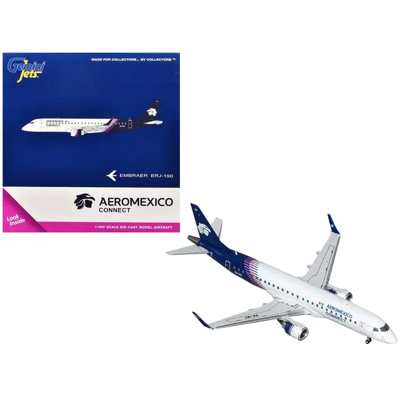 Embraer ERJ-190 Commercial Aircraft "Aeromexico Connect" (XA-IAC) White with Dark Blue Tail 1/400 Diecast Model Airplane by GeminiJets