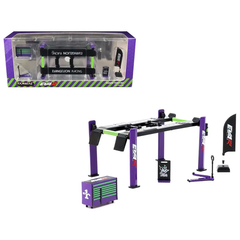 "EVA Racing" Garage Tools Set of 5 pieces with Stickers "Parts64" Series for 1/64 Model Cars by Tarmac Works