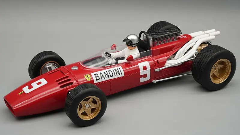 FERRARI 312 F1 N.9 GERMAN GP 1966 L.BANDINI C/VETRINA E PILOTA 1