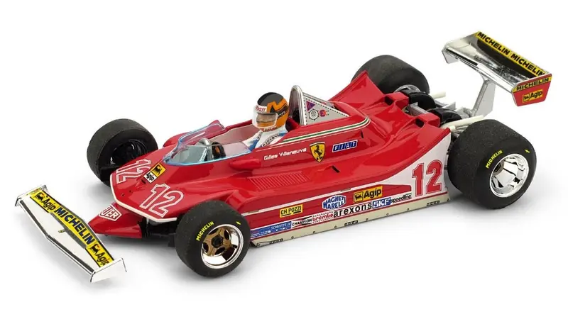 FERRARI 312 T4 G.VILLENEUVE 1979 N.12 2nd FRANCE GP + PILOTA 1