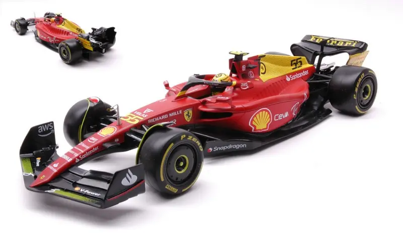 FERRARI F1-75 N.55 CARLOS SAINZ MONZA 2022 75th ANNIV.W/HELMET 1