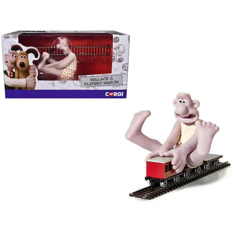 Flatbed Wagon and Wallace Figure 5 piece Set "The Wrong Trousers" (1993) Movie "Wallace & Gromit" Diecast Model Car by Corgi