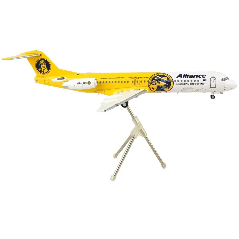 Fokker F100 Commercial Aircraft "Alliance Airlines" White and Yellow "Gemini 200" Series 1/200 Diecast Model Airplane by GeminiJets