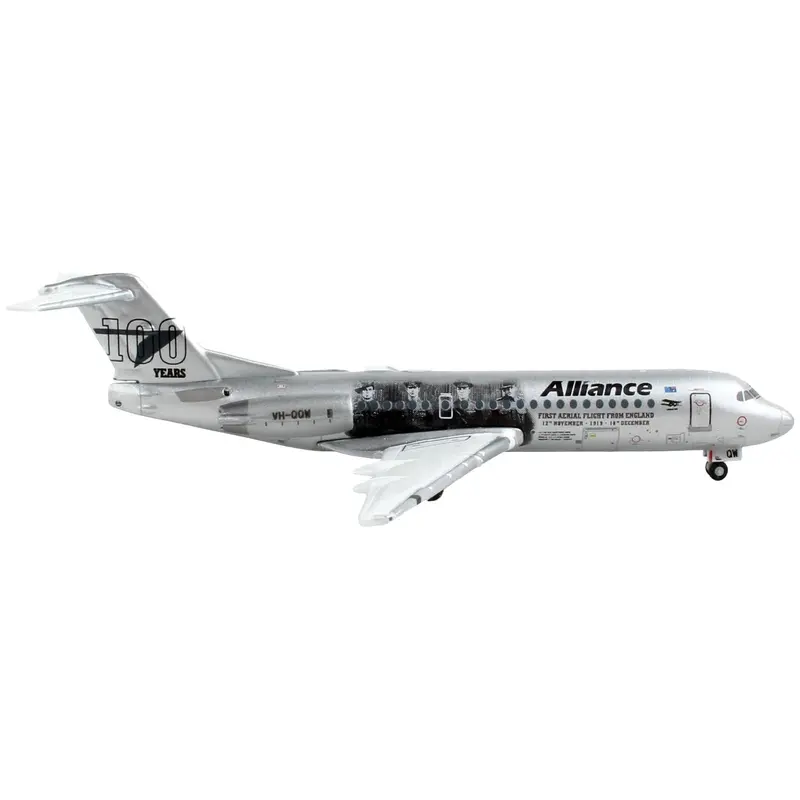 Fokker F70 Commercial Aircraft "Alliance Airlines - 100 Years First Flight from England" Silver Metallic 1/400 Diecast Model Airplane by GeminiJets