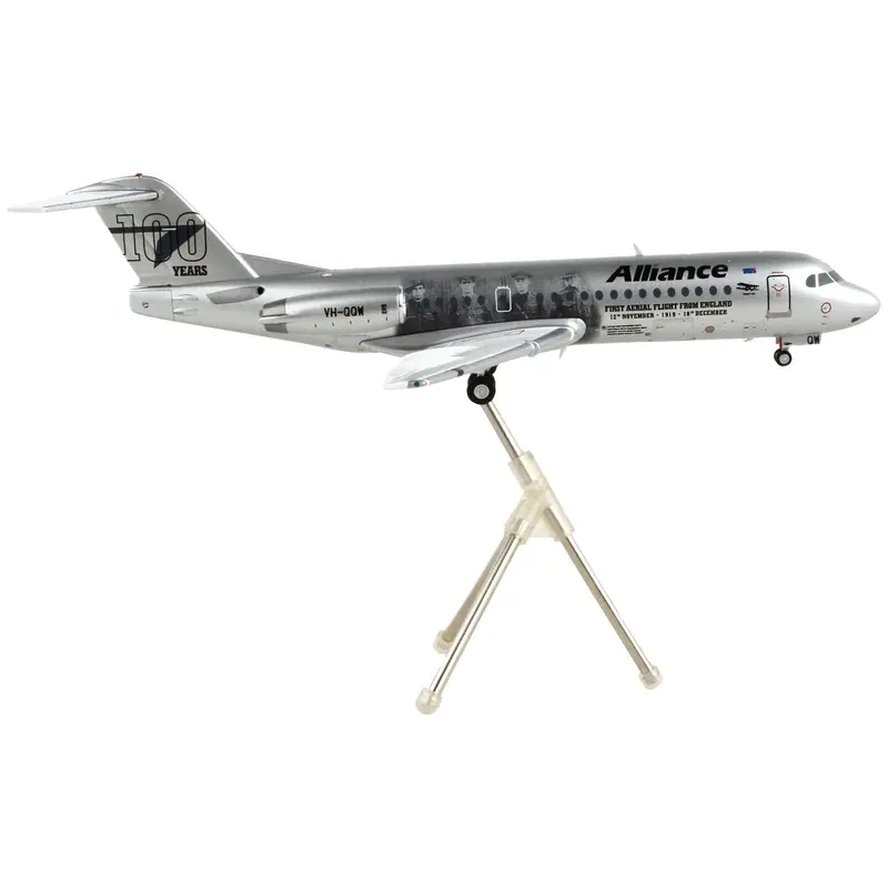 Fokker F70 Commercial Aircraft "Alliance Airlines - 100 Years First Flight from England" Silver Metallic "Gemini 200" Series 1/200 Diecast Model Airplane by GeminiJets