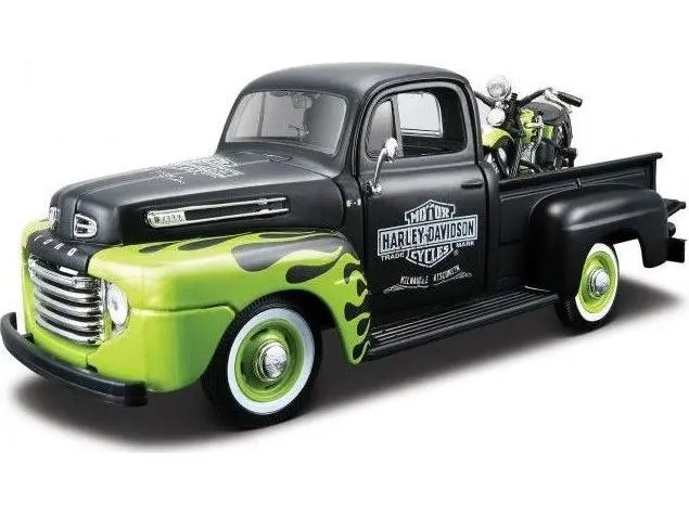Ford F-1 1948 Green/Black + Harley-Davidson 1