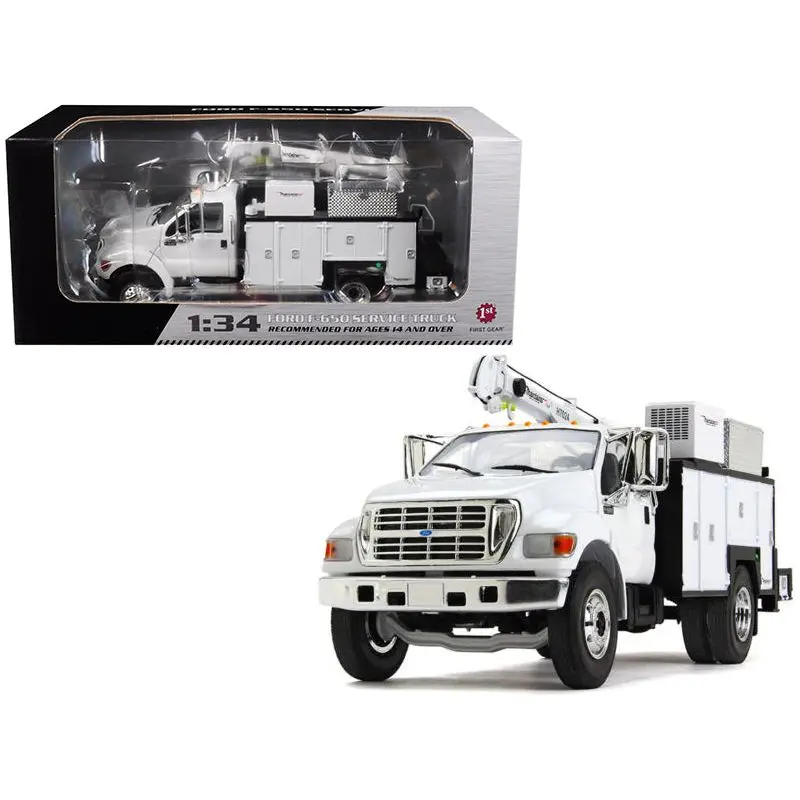 Ford F-650 with Maintainer Service Body White 1/34 Diecast Model Car by First Gear
