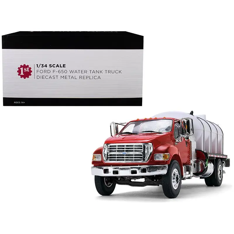 Ford F-650 with Roto Molded Water Tank Truck Red and White 1/34 Diecast Model by First Gear