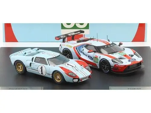 Ford GT40 #1 1966 and Ford GT #69 2019 2 Car Set 24h Le Mans 1