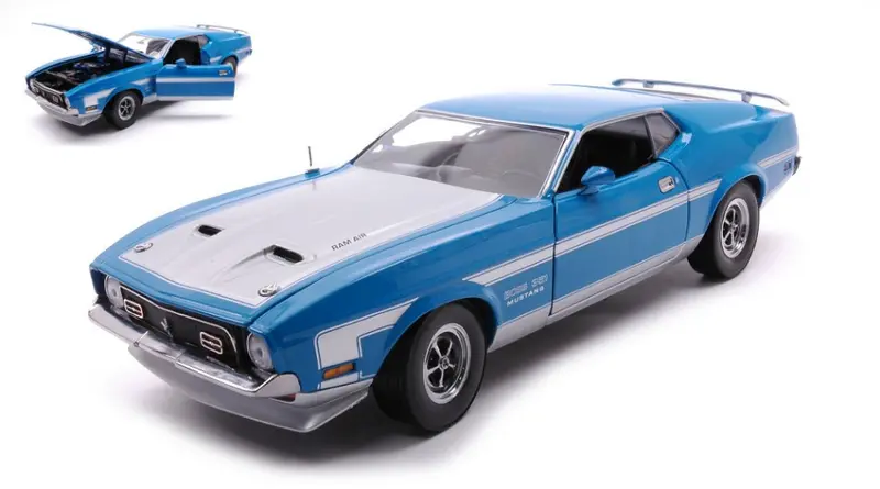 FORD MUSTANG BOSS 351 GRABBER 1971 BLUE/WHITE 1