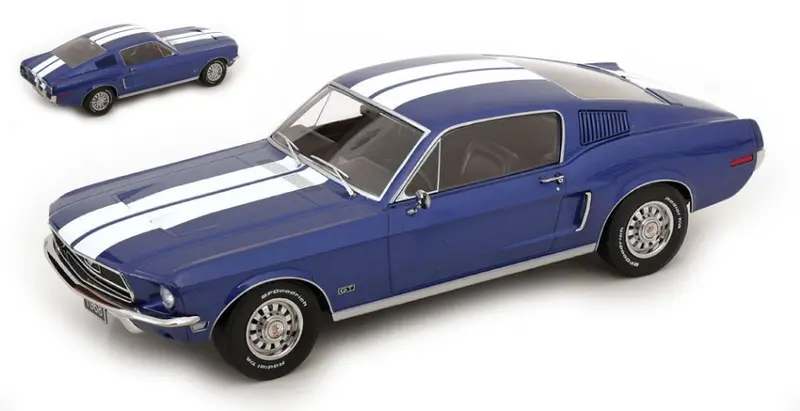FORD MUSTANG GT FASTBACK 1968 BLUEMETALLIC/WHITE 1