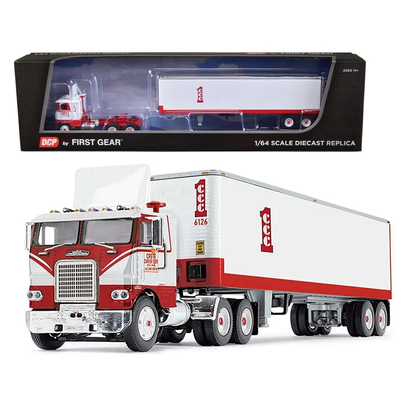 Freightliner COE with Vintage Air Foil with 40' Vintage Dry Goods Trailer White and Red "Crete Carrier" 1/64 Diecast Model by DCP/First Gear