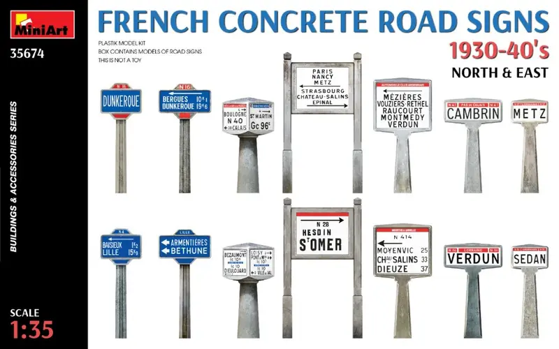 FRENCH CONCRETE ROAD SIGNS 1930-40 NORTH & EAST KIT 1