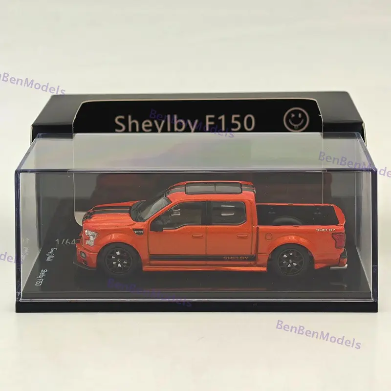 Funny Model 1/64 F-150 Shelby Super Snake Pickup Sport Truck Model Orange with Black Stripes Diecast Model Car Limited Collection - with Accessories