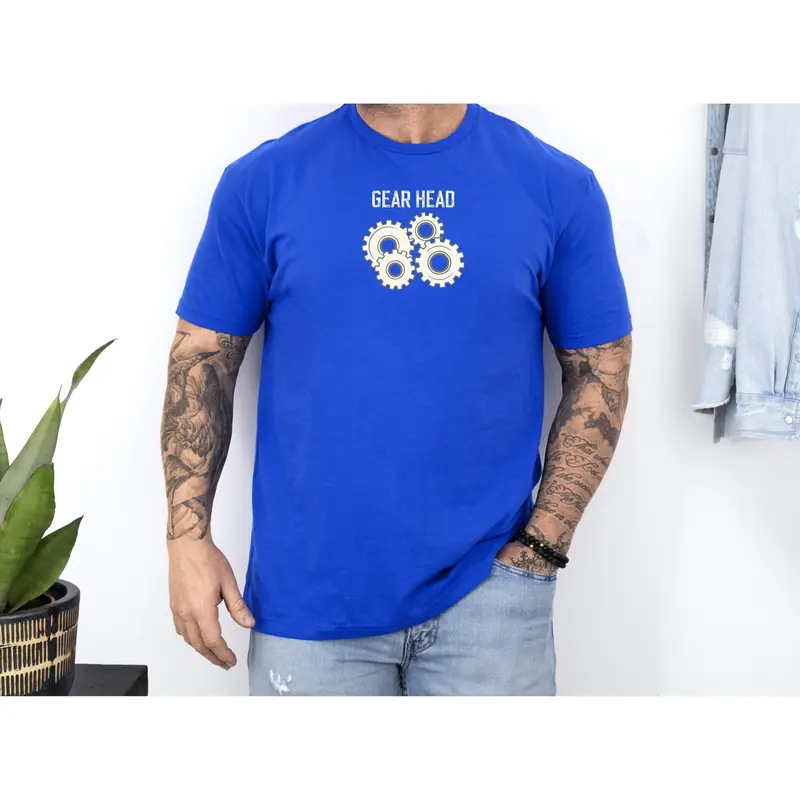 Gear Head Vintage T-Shirt - Light Text Design + Graphic