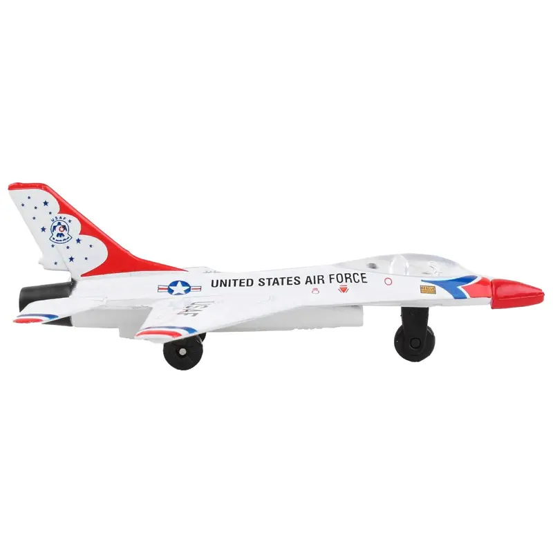 General Dynamics F-16 Fighting Falcon Fighter Aircraft White "United States Air Force Thunderbirds" with Runway 24 Sign Diecast Model Airplane by Runway24