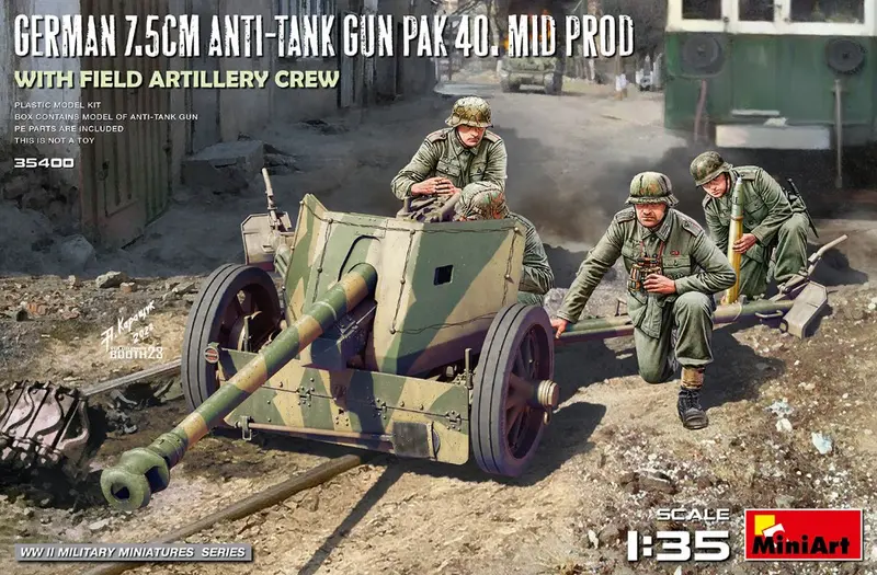 GERMAN 7,5 cm ANTI-TANK GUN PAK 40 MID PROD.W/ARTILLERY CREW KIT 1