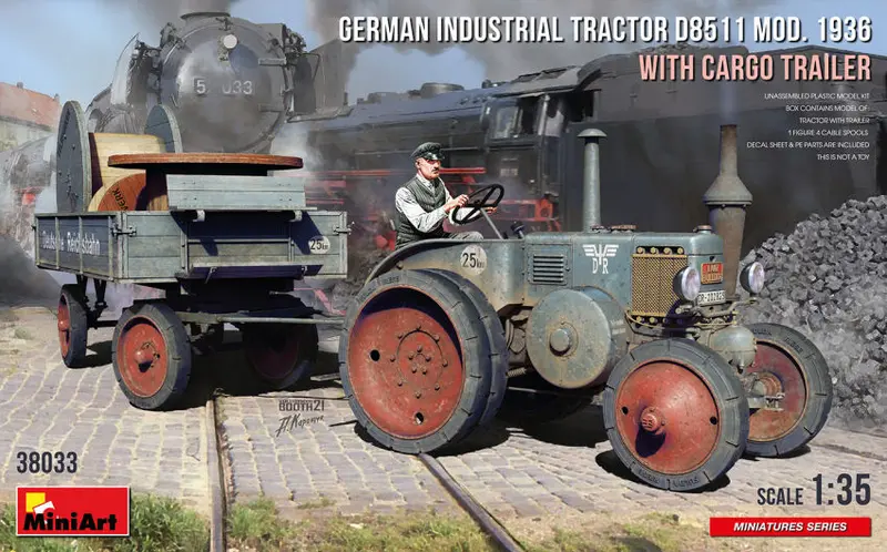 GERMAN INDUSTRIAL TRACTOR D8511 MOD.1936 W/CARGO TRAILER KIT 1