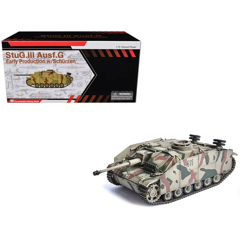 Germany StuG.III Ausf.G Early Production Tank with Schurzen #411 "Panzer Abteilung 115 Italy" (1943) "NEO Dragon Armor" Series 1/72 Plastic Model by Dragon Models