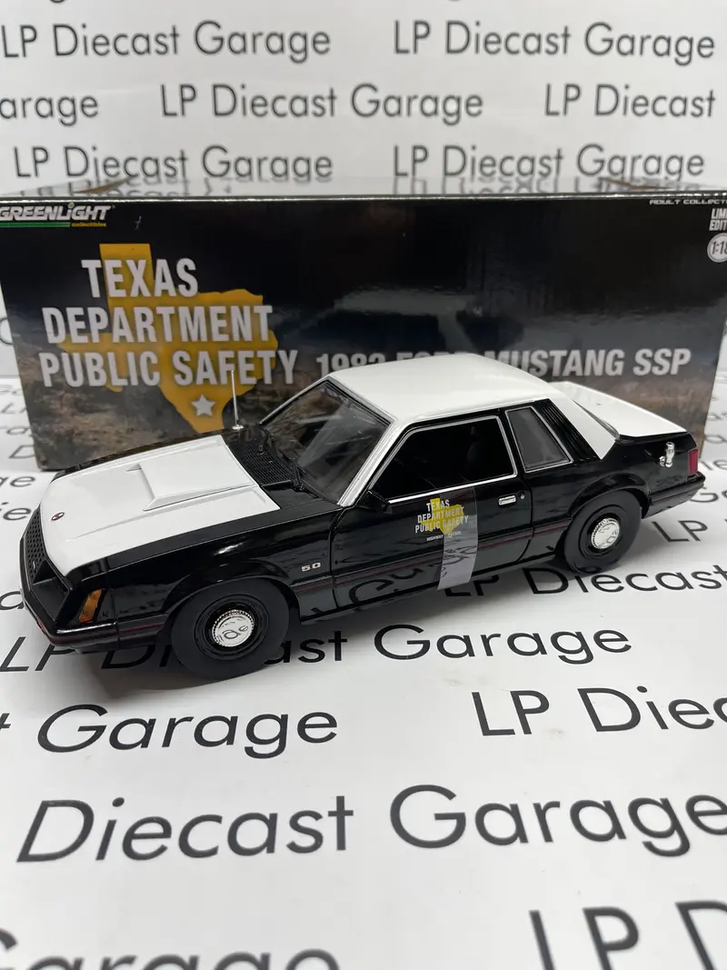 GREENLIGHT 1982 Ford Mustang SSP Texas Public Safety Police Car 1