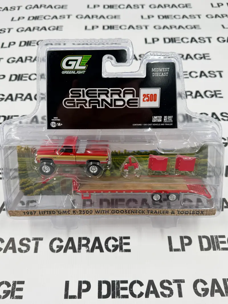 GREENLIGHT 1987 GMC Sierra K2500 Red w/ Gooseneck Trailer 1