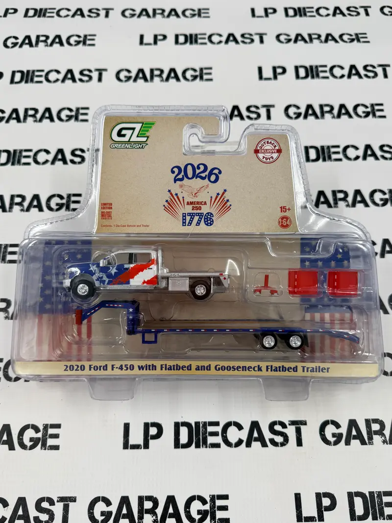 GREENLIGHT 2020 Ford F450 w/ Gooseneck Trailer USA 250 Years 1