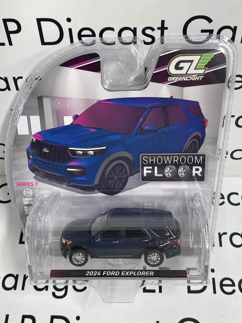 GREENLIGHT 2024 Ford Explorer Stone Blue Showroom 1
