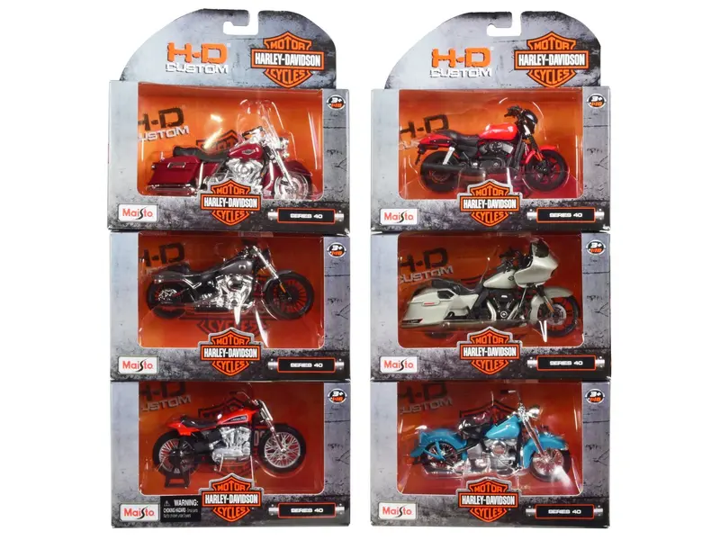 Harley-Davidson Motorcycles 6 piece Set Series 40 1/18 Diecast Models by Maisto
