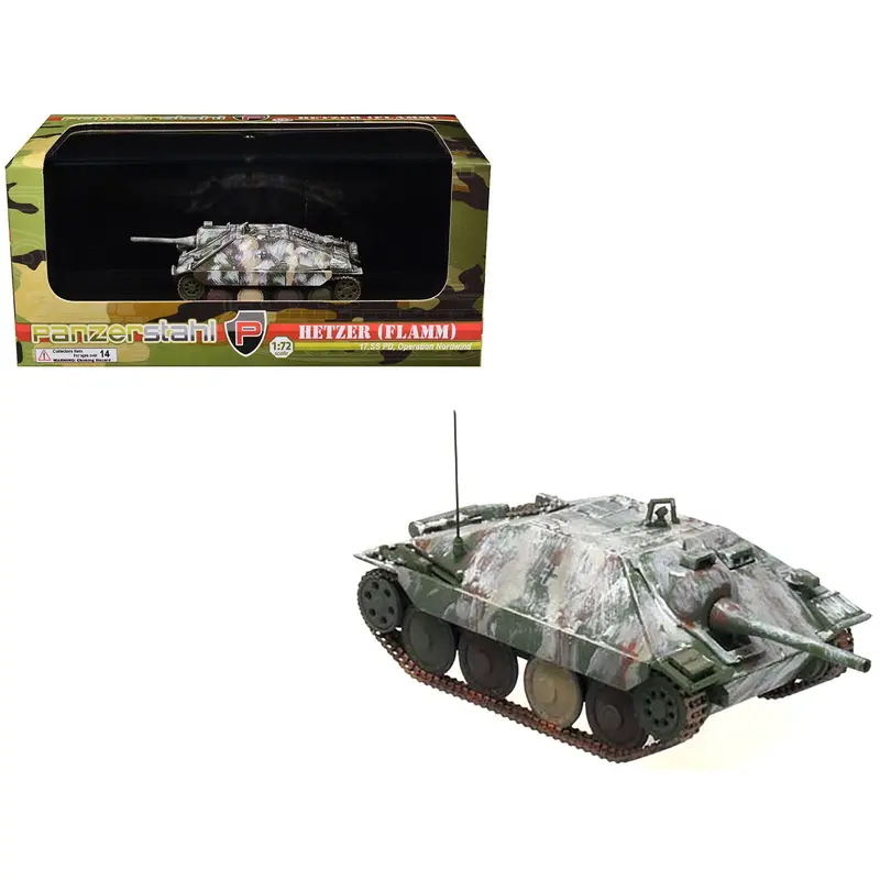 Hetzer (Flamm) Tank Destroyer "17th SS Panzergrenadier Division Operation Nordwind" German Army 1/72 Diecast Model by Panzerstahl