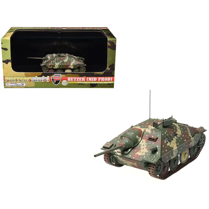 Hetzer (Mid Prod) Tank Destroyer "#223 H.Pz.Jg.Abt 741 Western Front" (1944) German Army 1/72 Diecast Model by Panzerstahl