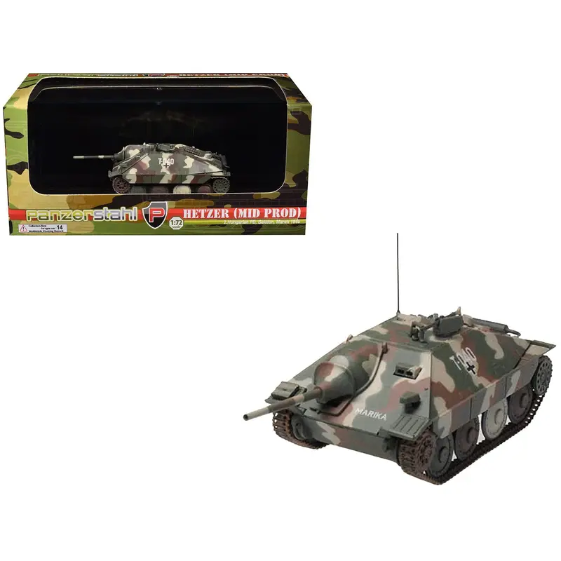 Hetzer (Mid Prod) Tank Destroyer "T-040 Marika 2nd Hungarian Panzer Division Balaton" (1945) German Army 1/72 Diecast Model by Panzerstahl