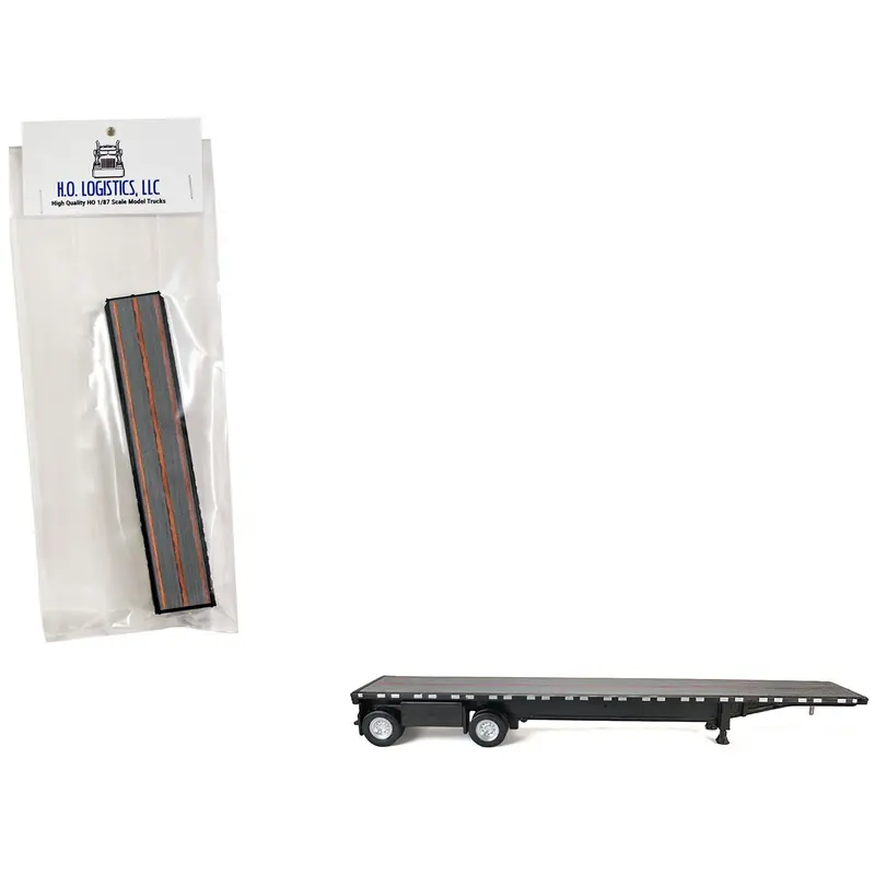 High Boy Spread Axle Flatbed Trailer Black 1/87 (HO) Plastic Model Car by HO Logistics
