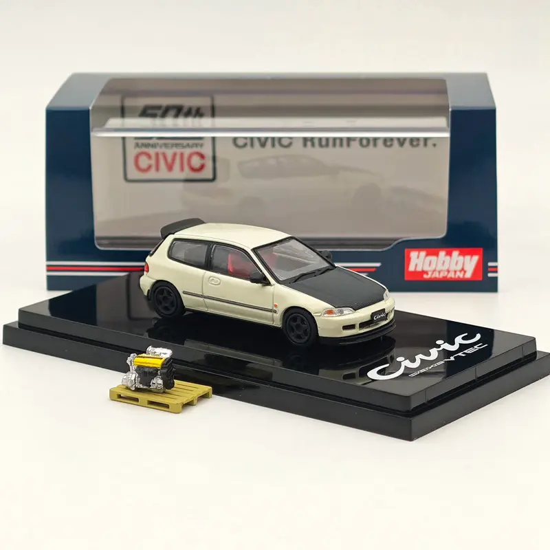Hobby Japan 1/64 (EG6) JDM Style Customized Version With Engine Display Model White HJ642017AW Diecast Models Car Collection In Stock - US