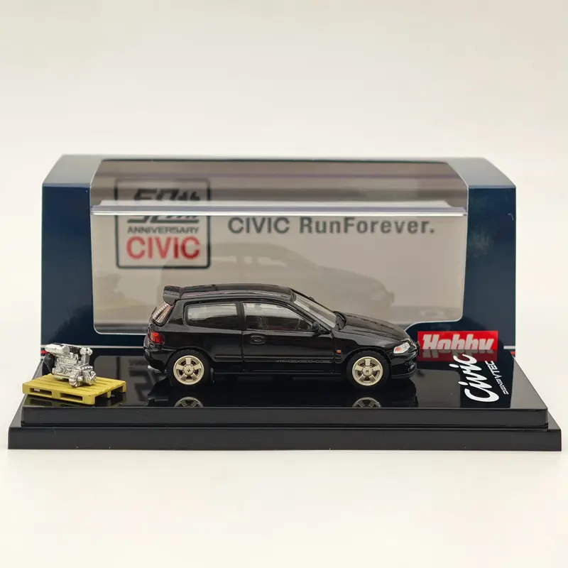 Hobby Japan 1/64 (EG6) Sir-S With Engine Display Model Granada Black(P) HJ641017SBK Diecast Models Car Collection