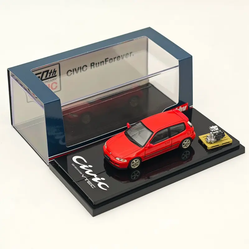 Hobby Japan 1/64 (EG6) Sir-S With Engine Display Model Milano Red HJ641017SR Diecast Models Car Collection In Stock - US