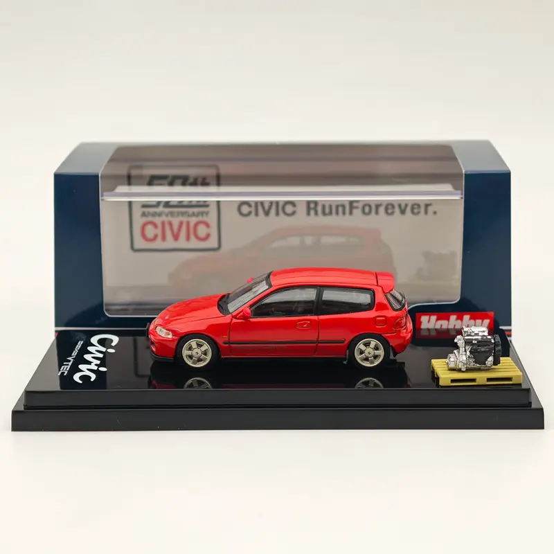 Hobby Japan 1/64 (EG6) Sir-S With Engine Display Model Milano Red HJ641017SR Diecast Models Car Collection