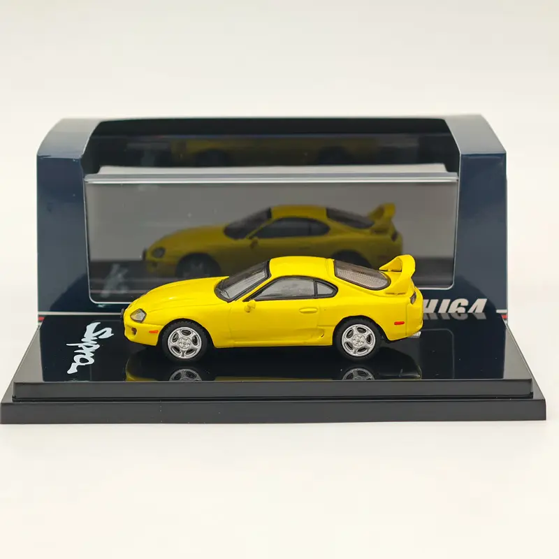 Hobby Japan 1/64 SUPRA RZ JZA80 with Active Spoiler Parts Yellow HJ642042Y Diecast Models Car Collection