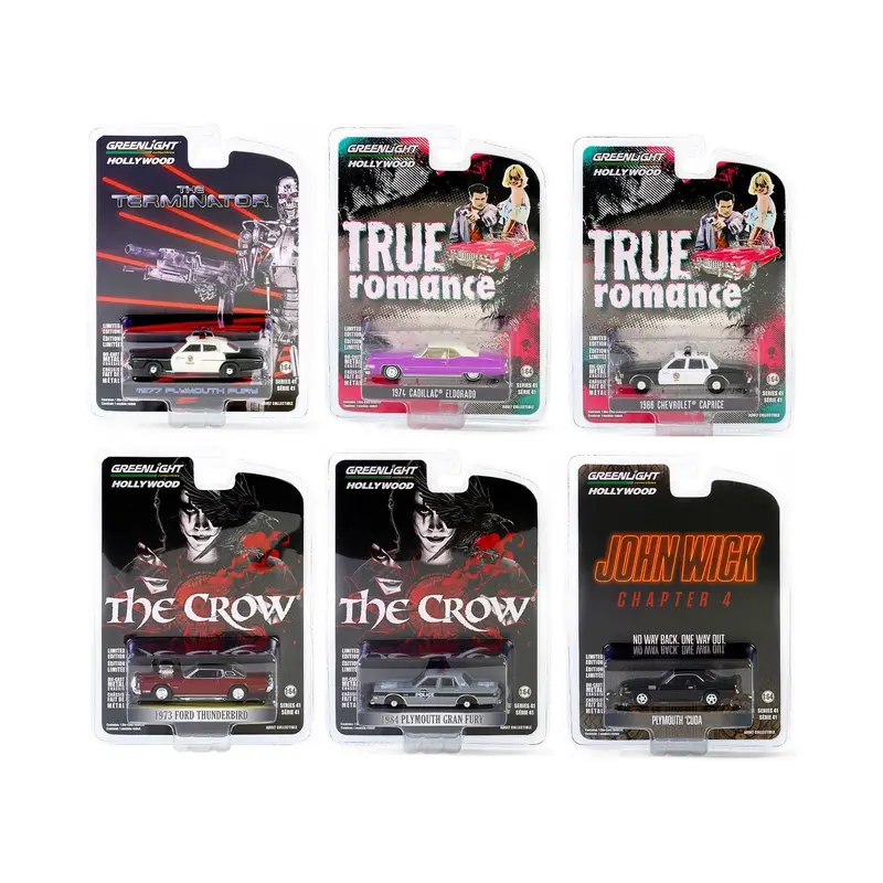 "Hollywood Series" Set of 6 pieces Release 41 1/64 Diecast Model Cars by Greenlight