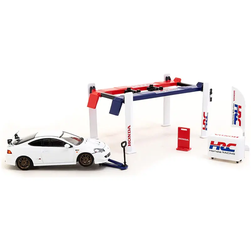 "Honda Racing" Garage Tools Set of 5 pieces with Stickers "Parts64" Series for 1/64 Model Cars by Tarmac Works