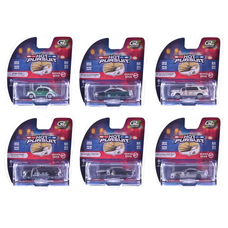 "Hot Pursuit" Series 47 Set of 6 Police Cars 1/64 Diecast Model Cars by Greenlight