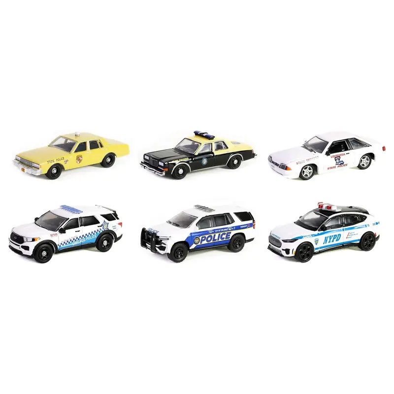 "Hot Pursuit" Set of 6 Police Cars Series 45 1/64 Diecast Model Cars by Greenlight