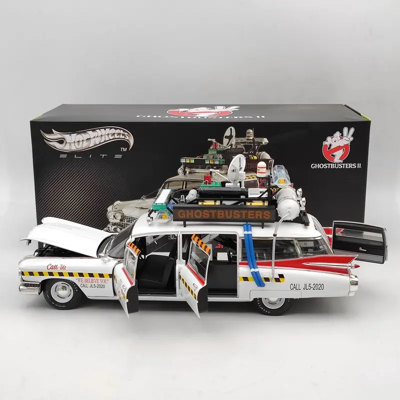 HOT WHEELS 1/18 Ghostbusters II ECTO 1A Elite X5470 Diecast Model Car