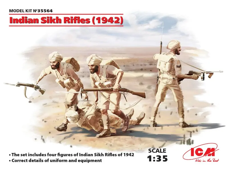 INDIAN SIKH RIFLES 1942 4 FIGURES KIT 1