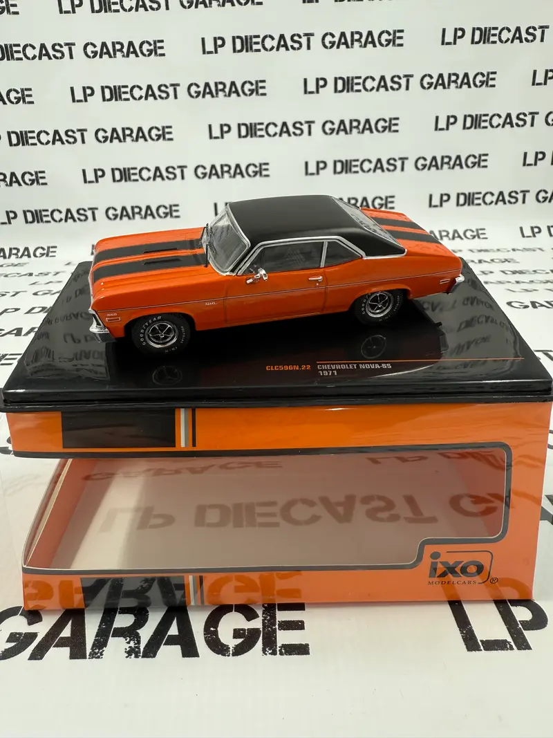 IXO Models 1971 Chevrolet Nova SS Orange w/ Stripes 1